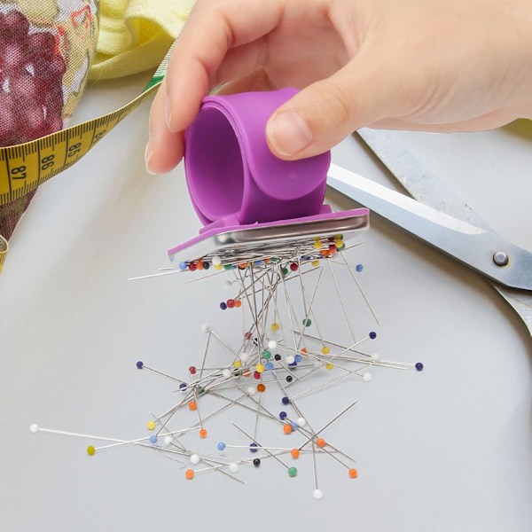 Magnetisk handledssömnad, bärbar armnålskudde magnetisk nålkudde med handledsband för sömnadskollektion Purple