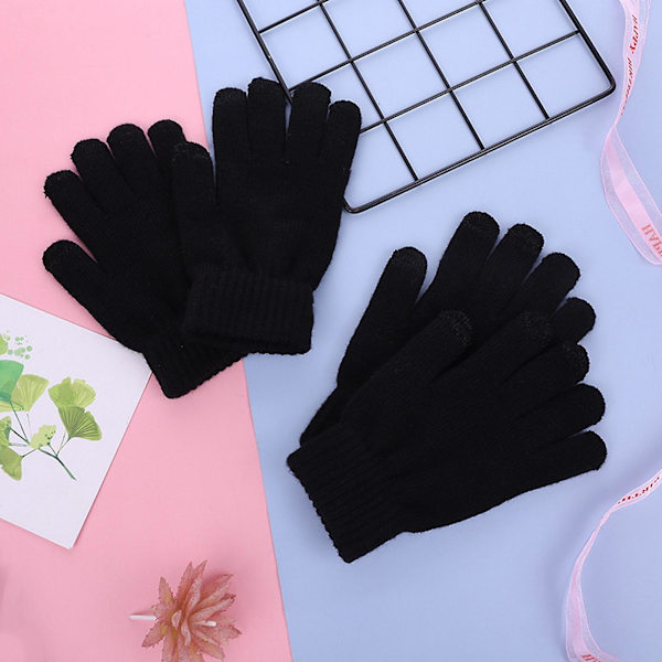 Vaskbare hansker for barn med full finger, vindtette, elastiske, termiske votter i akryl for utendørs bruk Navy Blue