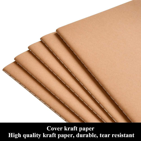 10 stk. notesblok A5, Kraft Cover Notebooks 5 pakker blanke sider/ 5 linjerede sider (36 ark hver), Great Sketchbook Drawing Notebook, Classic Diary Note Pads