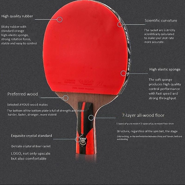 Ping Pong Paddle Carbon Bordtennisketcher på ydeevneniveau til turneringsspil Hy