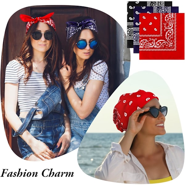 3-pak Multifunktionelle Bandanas Paisley Print Cowboy Hovedbånd Halstørklæde Unisex Hovedbeklædning
