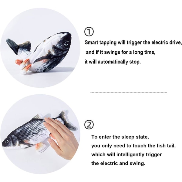 Elektrisk fisk katteleke, simuleringsfisk katteleker for innendørs katter kjæledyr katteleke kattunge for pute tygge bite spark katte interaktivt leketøy