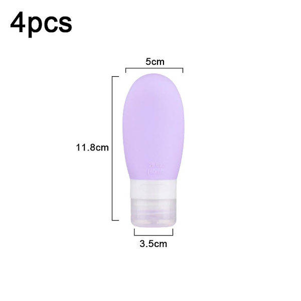 4 kpl silikageeliä, kannettava kosmetiikan aluspullotus 60ml purple