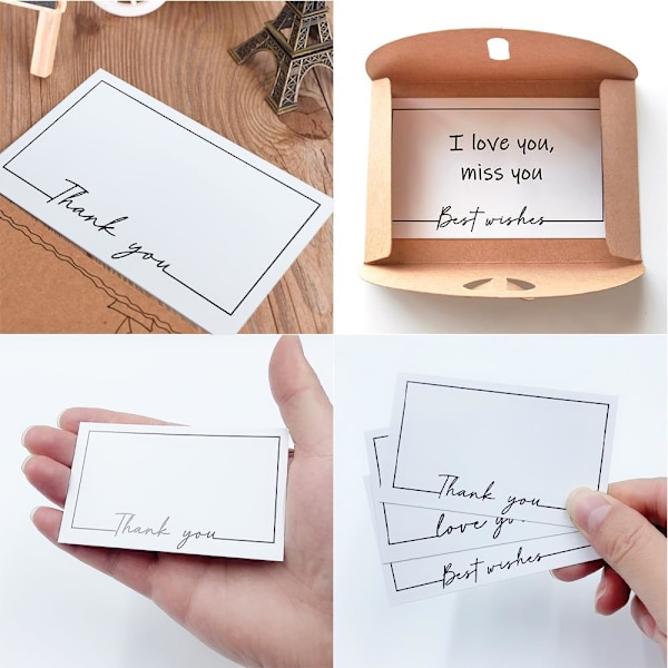 Tomme kort - 80 stk. 90x54 mm kort, beskedkort, gavekort, tomme visitkort, til DIY Grafitti-beskeder, DIY-kreationer Thank you