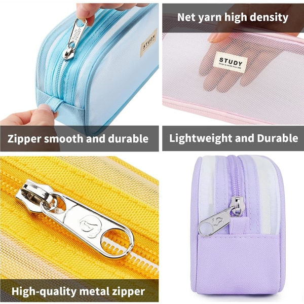 Clear Pencil Case Large Pen Bag Stationery Pouch Cosmestic Make up Bag for Student School College Office-1pc