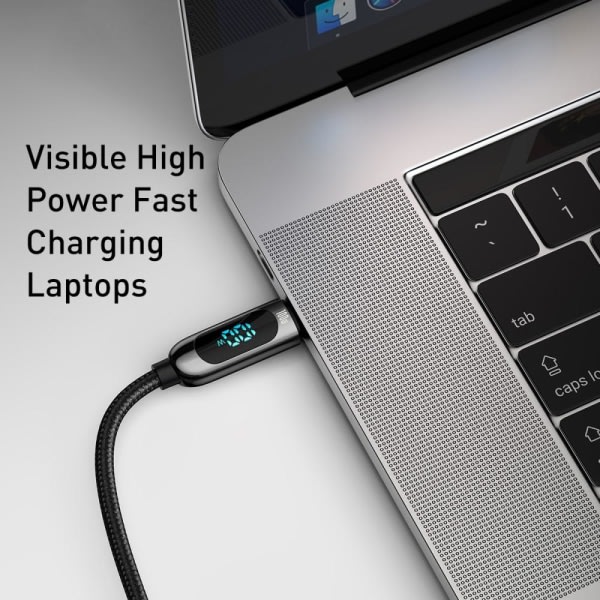 BASEUS Display Rask lading USB-C til USB-C 100W 2m svart