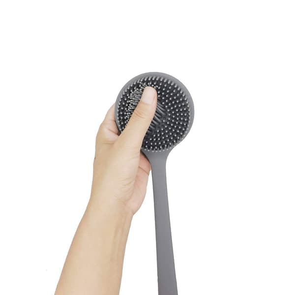 Silikonryggskrubber for dusj, badebørste med langt håndtak