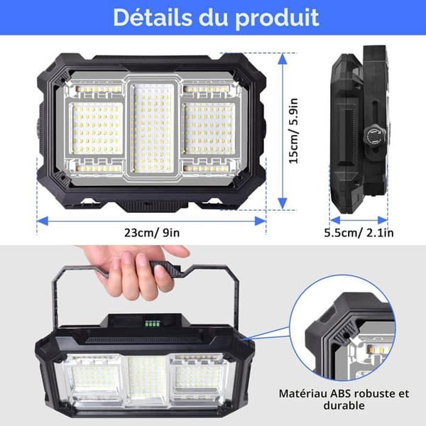 80W 8000LM Oppladbar LED Flomlys, 10000mAh Batteridrevet, Magnetisk Base og 5 Moduser