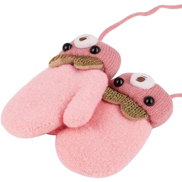 Toddler Magic Stretch Mittens Tjocka Plyschfodrade, Vinter Baby Boys Girls Stickade Vantar Varma Fluffiga Hel Fingerhandskar Kallt Väder Skidhandskar