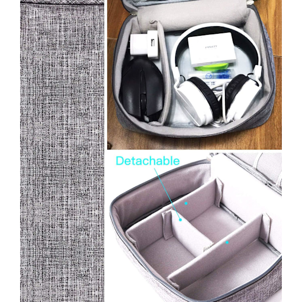 Resväska för researrangör, väska för elektroniktillbehör, universell bärbar resväska för kablar, powerbank, USB-enhet, laddare hårddisk Gray