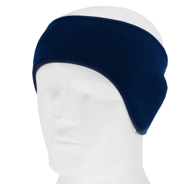 Vindtett fleece sykkelørevarmere muffer pannebånd for menn og kvinner vinterløping yoga ski trening Dark blue