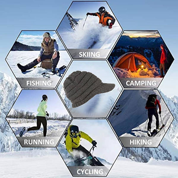 Dame Vinter Strikhue Vinter Kasket Hue Til Kvinder Slouchy Hue Med Skygge Varm Gray