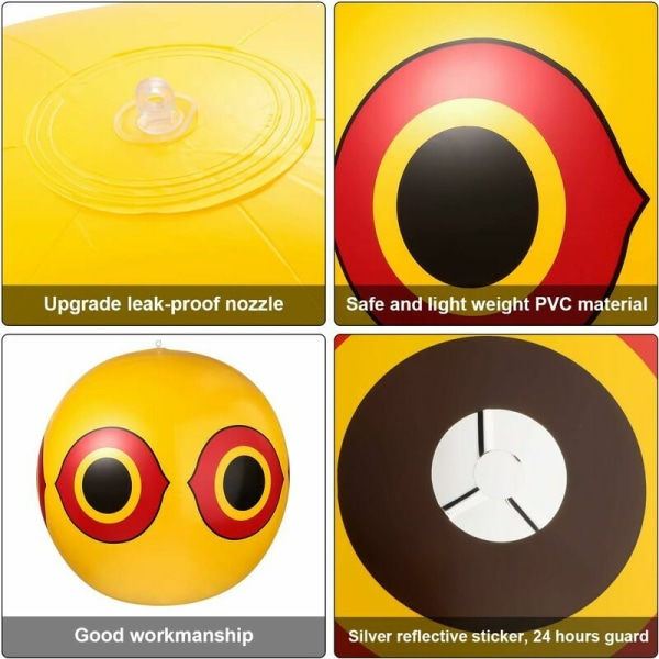 3-pack fågelavvisande ballonger med skräckögon, ballonger med skräckögon, ballonger med skräckögon, ögon med ögon och rep, 3 färger