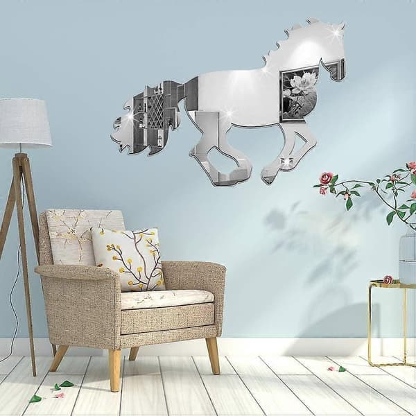 Hestespeil Veggdekor - DIY Akryl Kunst Collage Dekorasjon - Sølv
