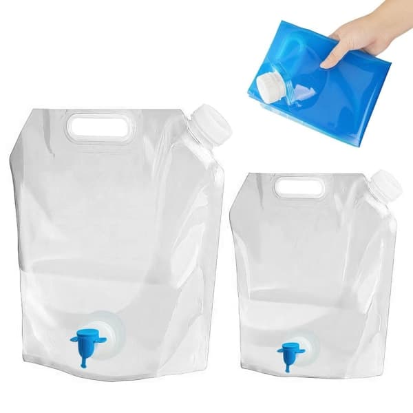 5L Vattenpåse med Kran / Vattenkanna - Vattenbehållare Blå 4-Pack