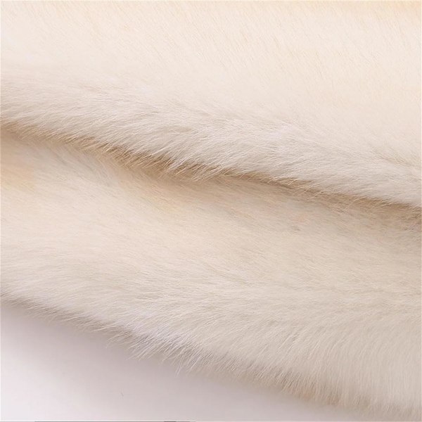 Elegant Kåpe for Kvinner med Sjal Krage, Dobbel Brystlukking og Lang Lengde i Ull Model Beige Fur Coat L