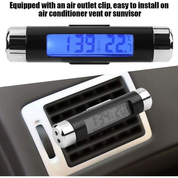 Bilklocka termometer, LCD-temperaturklocka för bil, multifunktionell elektronisk bilklocka