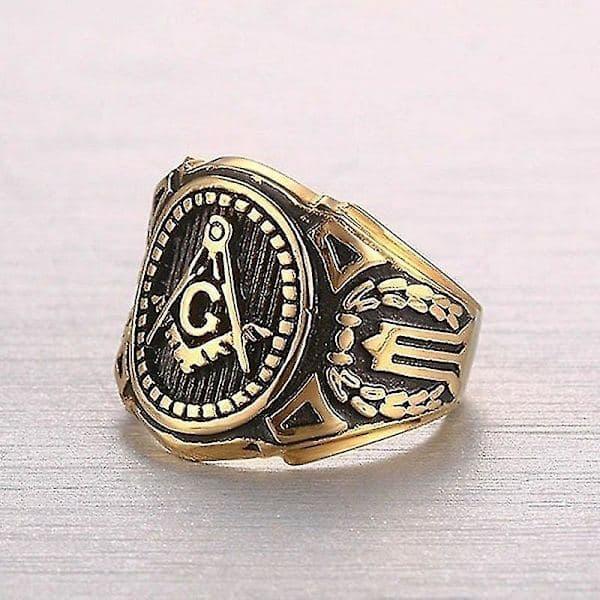 Cool Frimurer Ring til Mænd [D] Guld 9 9