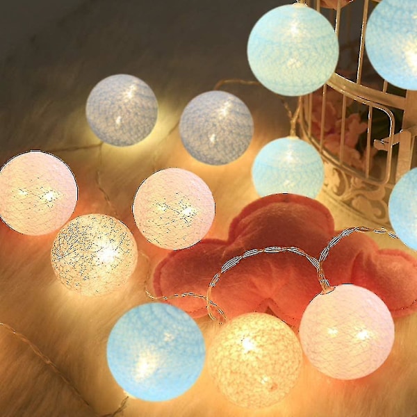 Fairy Lights With Cotton Balls, Battery-operated, 3m 20 Led Ball Fairy Lights, Indoor Wall Light, Christmas Lights, Decoration For Parties, Gardens, C