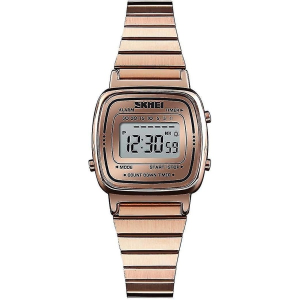 Dam Klassisk Enkel Petite Elektronisk Quartz Watch Rostfritt Stål Fyrkantig Slim Led Watch Digital Watch Hs