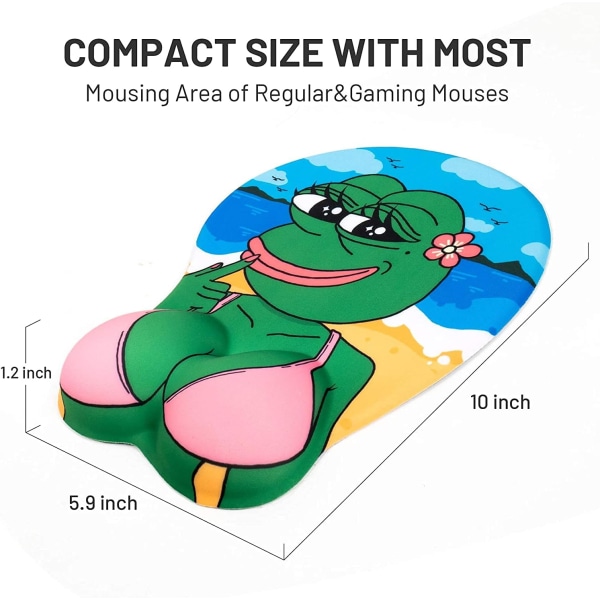 3D Cartoon Mouse Pads Soft Silicone Wrist Rest Frog Mousepads Gel Mouse Pad Gel Mouse Pad with Wrist Support (Female)