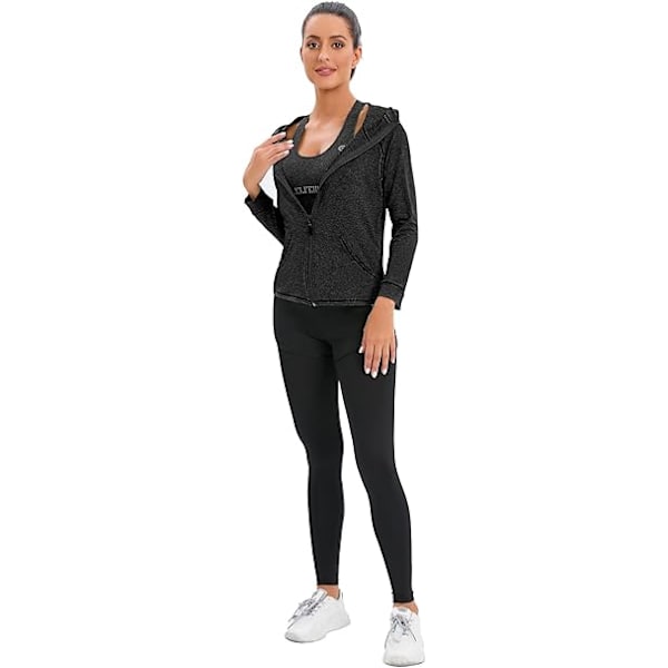 5-delt kvinners yogadrakt treningsdress kvinners aktivtøysett sport yoga fitnessklær dame treningsantrekk sportsdrakter for løping jogging gym black L