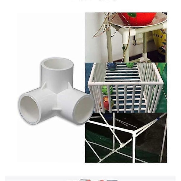 3-suuntainen PVC-liitin, PVC-putkiliittimet, kolmiulotteiset liittimet, huonekaluliittimet, kasvihuoneen runko (koko: 32mm)