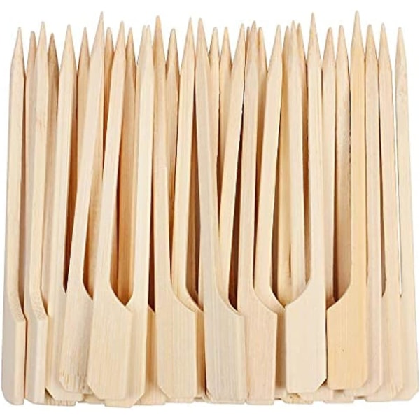 100 kpl Bamboo Paddle Vartaat Bambutikut Cocktail-tangot litteät grillaukseen, kebabeihin, hedelmiin, voileipäcocktailiin, buffetjuhliin (9 cm)