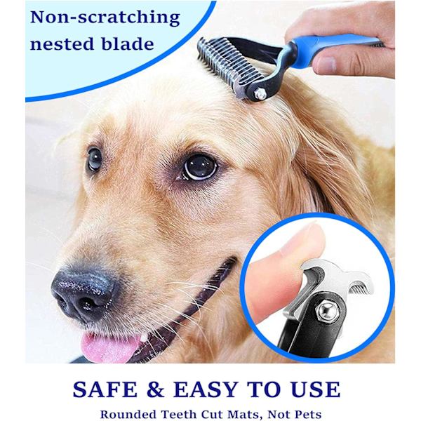 Pet Grooming Tool Dog Brush - Dobbel Dematting Kam - Undercoat Rake Deshedding Tool, For Lang Håret Katt Hund Floker Fjerning
