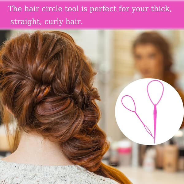 2 st Ponytail Pull Through, Fläta Verktyg topsy tail hårverktyg, Hår Looping Verktyg Styling Maker För Kvinnor Flickor(Rosa)