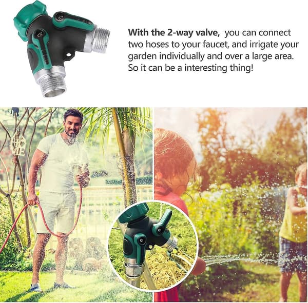 Way Hose Splitter, Garden 2 Way Hose Connector Water Taps 2 Way Distributor With Adjustable Locking Handle (1) Hy