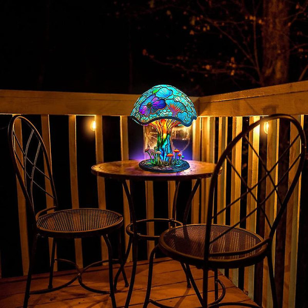 Boheemi lasimaalaus, sienipöytävalaisin - koristeellinen yövalo COLOR 2