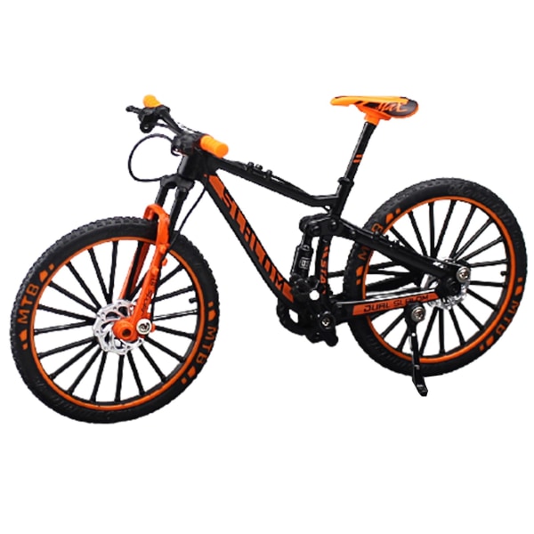 Minicykel Model Legetøj Legering Plast Downhill Mountain Bike Legetøj Gaver til drenge Black-orange