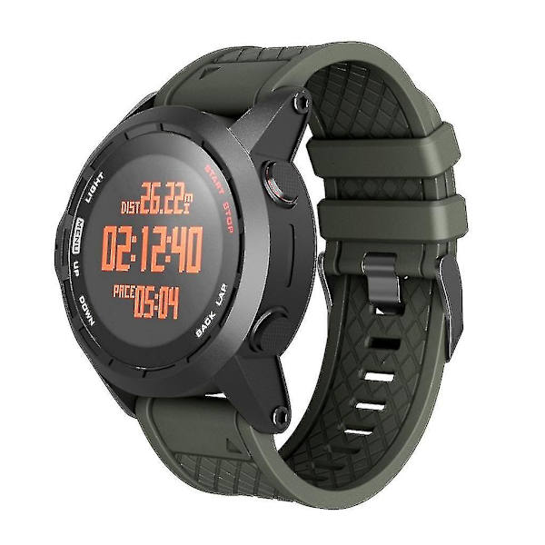Garmin Fenix/fenix 2 -rannekkeeseen Easy Fit 26mm leveä pehmeä silikoniranneke, armeijanvihreä