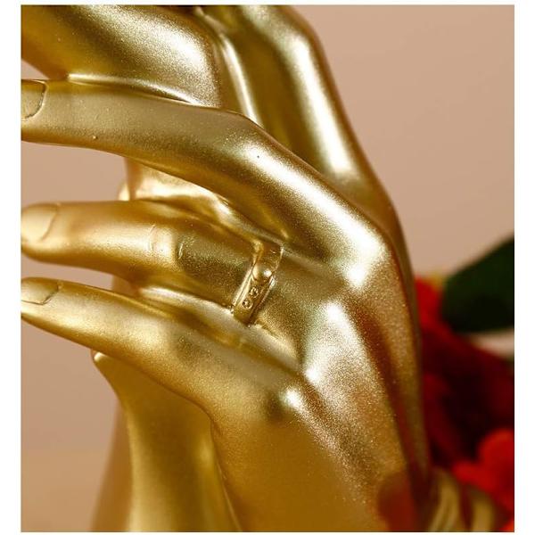 Hemdekor Resin Skulptur Hem Figur Hållande Händer Prydnader Par Bröllop Present Prydnader Gold