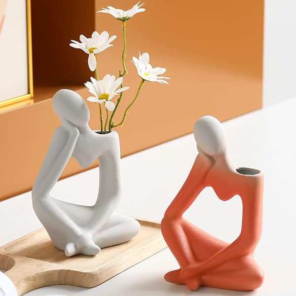 Vase Deco Stue Moderne Keramisk Hvit Skulptur Vaser, 19 Cm