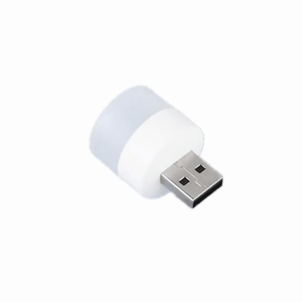 5 STK USB Bærbar LED Mini Nattlys Liten Rund Lampe HVIT WHITE
