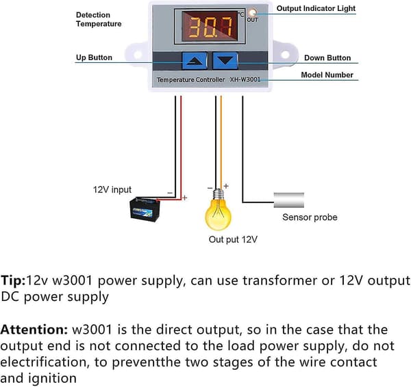 2-pakke vanntett LED digital temperaturkontrollmodul med probe, programmerbar termostat