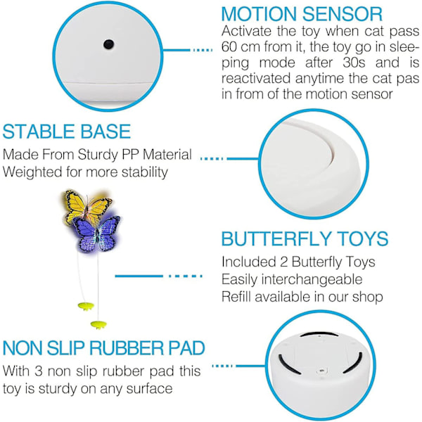 Interaktiv rörelseaktiverad fjärilsleksak för katt - Flutter Bug Cat Wand Toy Heilwiy Gift