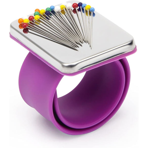 Magnetisk håndledssøm, bærbar arm nålepudes magnetisk nålepudes med armbånd til syning Purple
