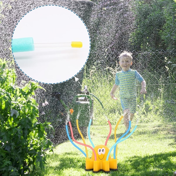Trädgårdssprinkler, automatisk grässprinkler, rolig bläckfisk gräsmatta trädgård bevattningsutrustning för bevattning av växter blommor och barn som leker med vatten yellow
