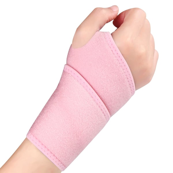 Säädettävä rannetuki 1 paketti rannekanavan tuki niveltulehdukseen, jännetulehdukseen, kivunlievitykseen, urheiluun, oikealle ja vasemmalle kädelle (vaaleanpunainen)