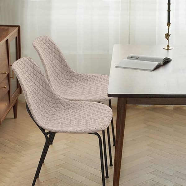 Sæt med 4 skandinaviske strækstolebetræk, diamant Jacquard mønster – Beige (sand)