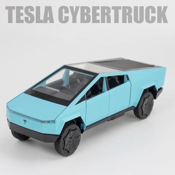 1:32 Tesla Model X Model 3 Model S Model Y Legering Bilmodell Diecasts Leksaksbil Ljud Och Ljus Barnleksaker För Barnpresenter Pojk Leksak Cybertruck Blue