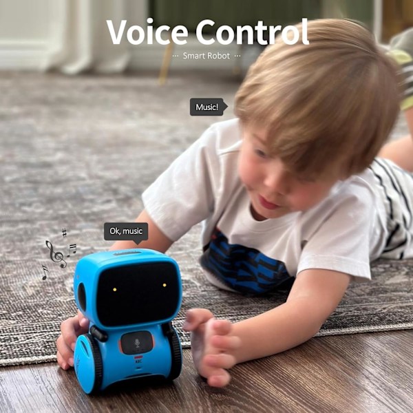 Interaktiva Smarta Robotleksaker, Robotleksaker på Engelska, Röststyrning & Beröringssensor, Dansa & Sjung & Gå, Inspelare & Prata Som Du Blue
