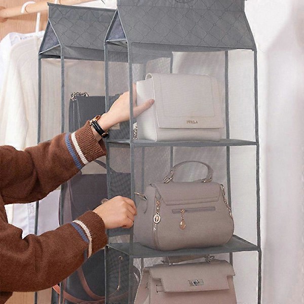 Dww-2 stk. Taske Opbevaring, Sko Garderobe Organizer, Hængende Opbevaringstaske, Foldbar Garderobe Organizer til Tasker, Taskeholder til Skab