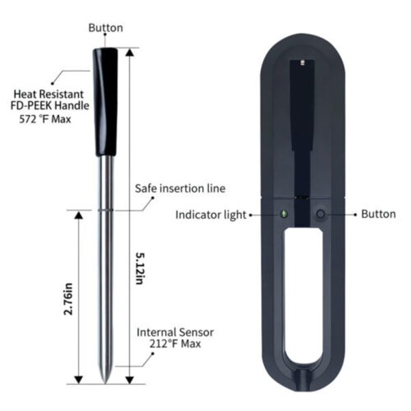 Digitalt kødtermometer til køkken, trådløst Bluetooth-madlavningstermometer til grill