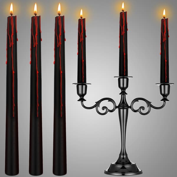 Noget anderledes Vampire Tears Sorte Lys - Sæt med 4 Blødende Lys - Gotiske Ritualer Halloween