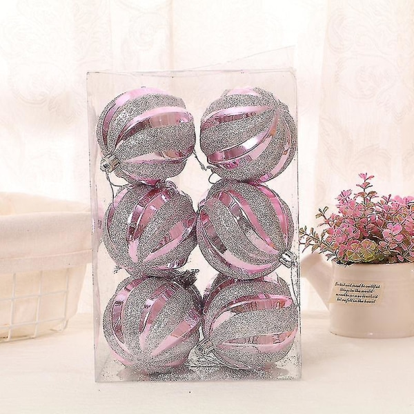 12 stk Julekugler Håndmalet Høj kvalitet Farverige Kugler Malede Kugler 8cm Pink