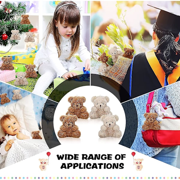 6 stycken Mini Teddybjörn Liten Björnar Bulk 4 tum Plyschdjur Leksak Liten Mjuk Björndock Teddybjörn Brun Aprikos För Babyshower Födelsedag Examen